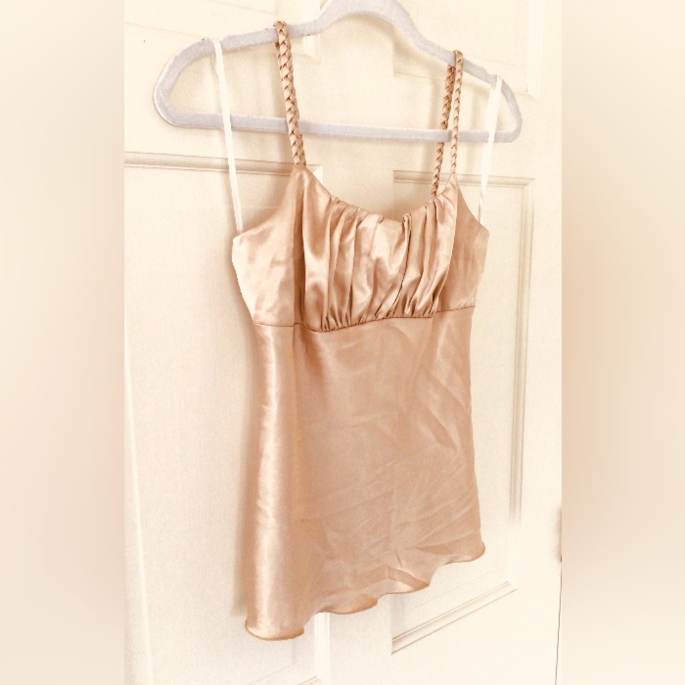 Elegant Satin Beige Women's Top